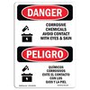 Signmission OSHA Sign, Corrosive Chemicals Avoid Contact Bilingual, 18in X 12in Alum, 12" W, 18" L, Spanish OS-DS-A-1218-VS-1104